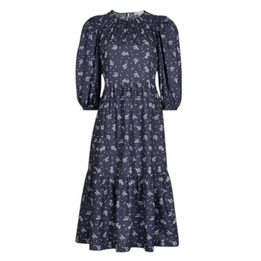 Summersalt 100% Cotton Cottagecore Tiered Midnight Navy Dress XS
